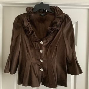 Rich brown button embellished dressy top